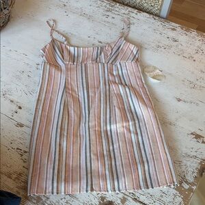 NWT Altar’d State Striped Spaghetti Strap Mini Dress in Peach and White